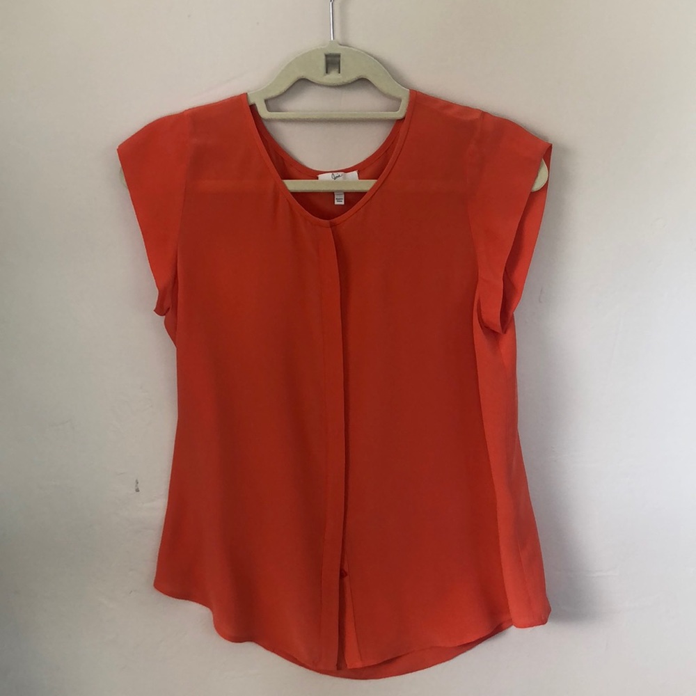 JOIE bright coral silk blouse